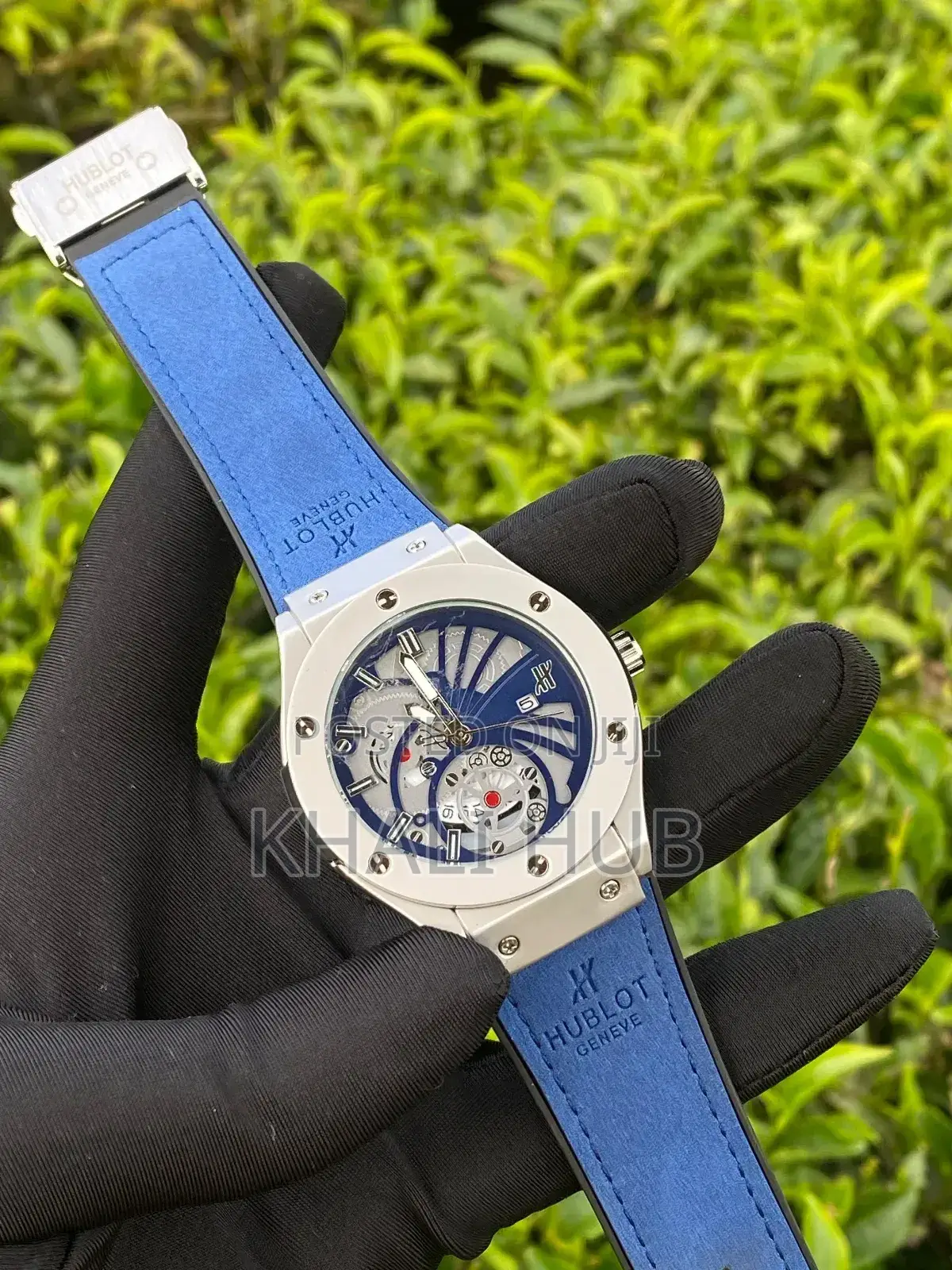 Blue and Silver Men Hublot Classy Watch