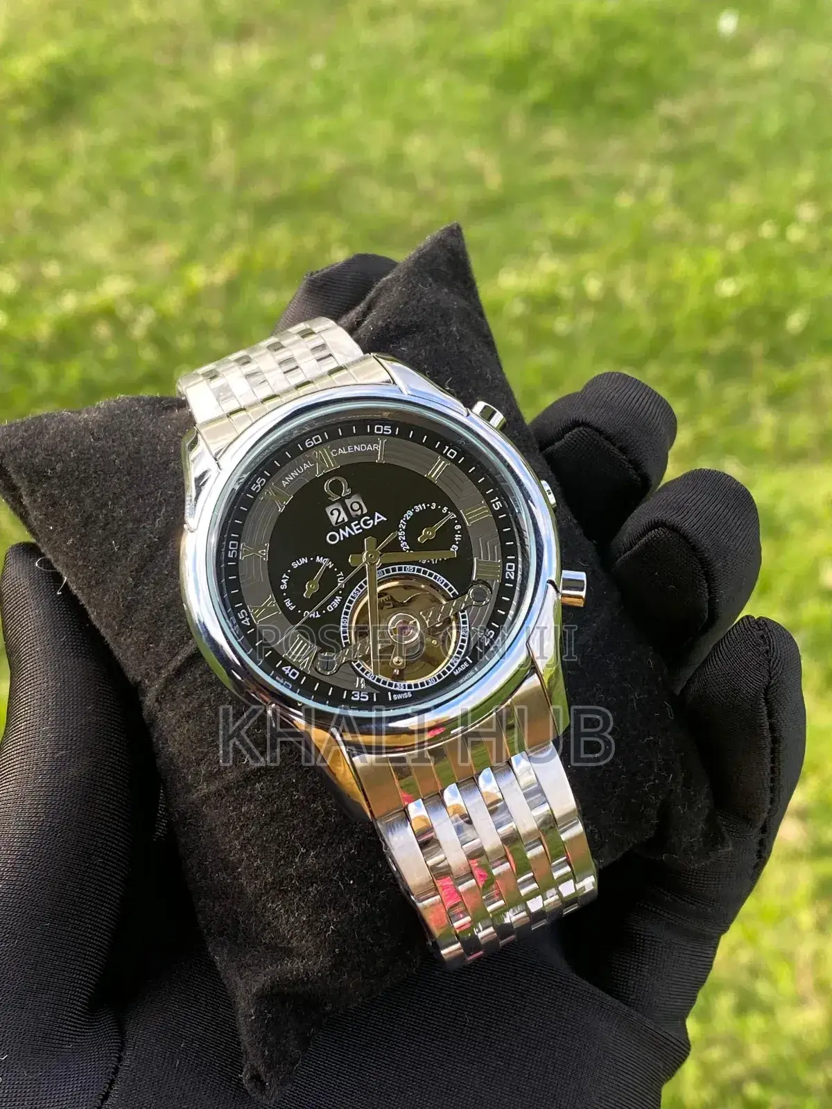 Omega Automatic Gentleman Watch. Silver Black Watch