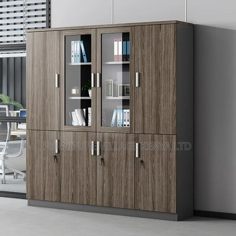 Cabinets:3-Door Wooden Front Glass Display Office Cabinet