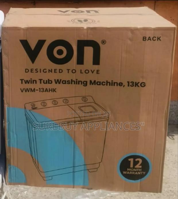 Von Twin Tub Washing Machine - With Air Dry Function