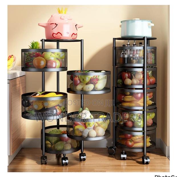 5tier Round Fruitrack With Wheels,*Round 5tier Fruit Rack