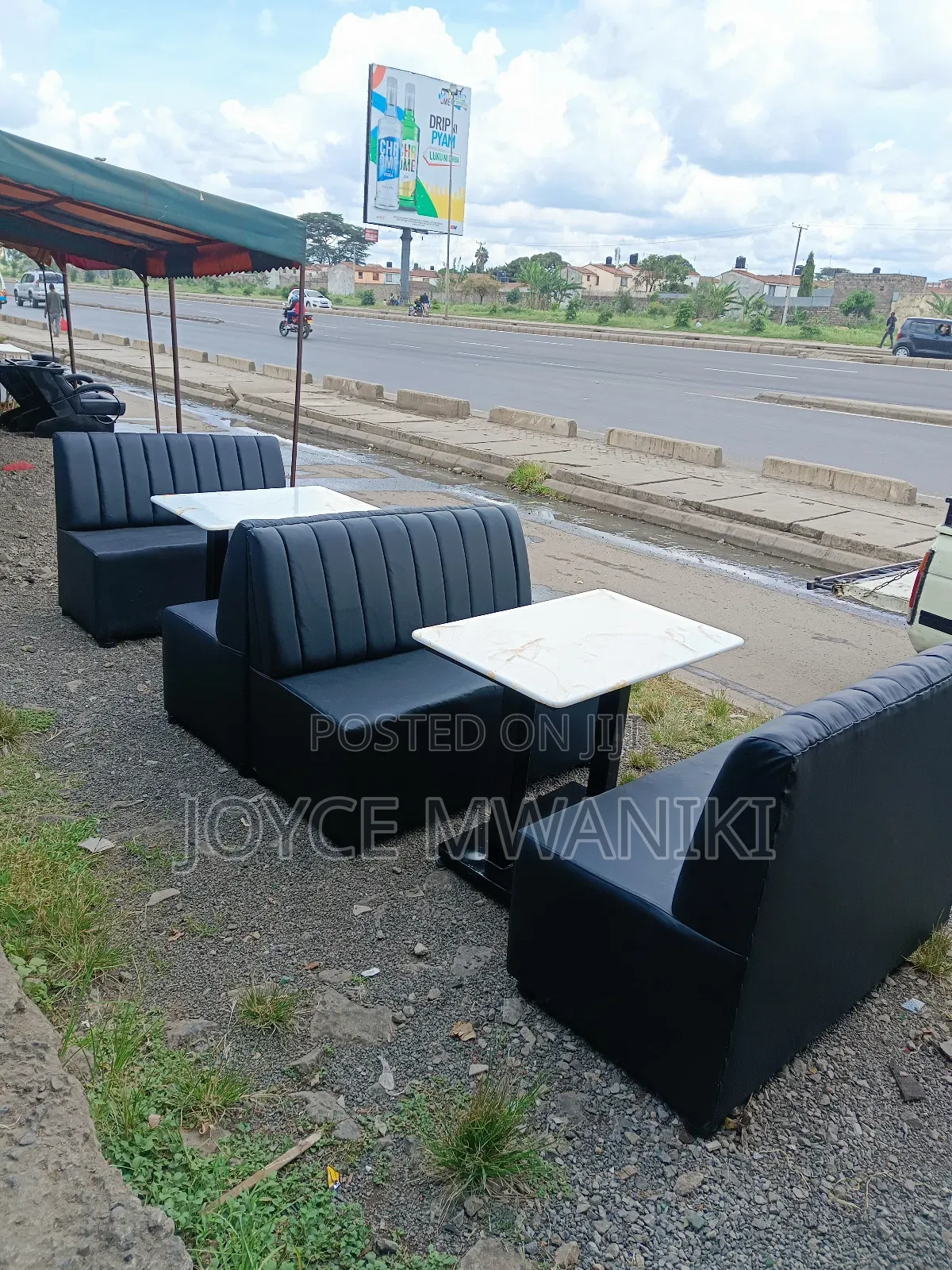 Back to Back Restaurant Couches, Black Latest Design