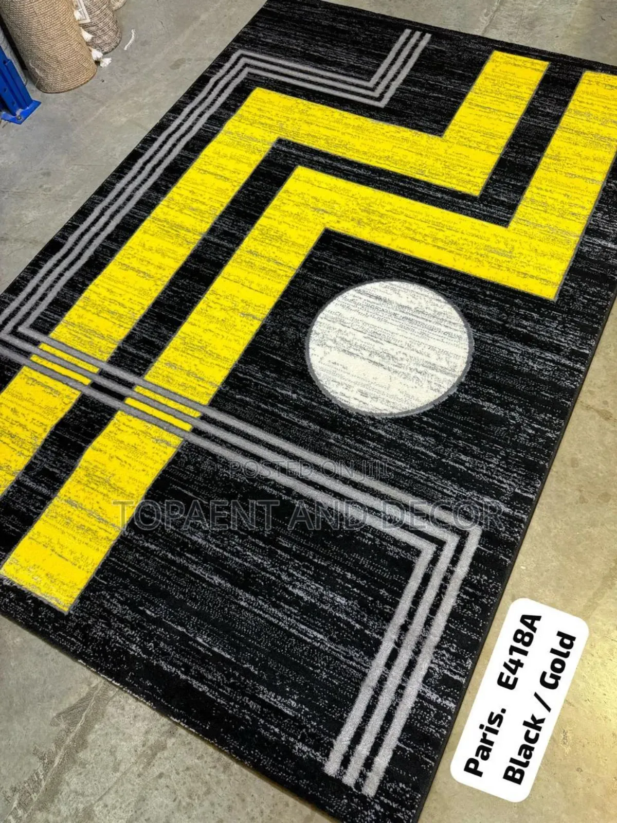 Classic Cotton Yellow and Black Paris Carpet