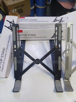 Foldable Silver Metallic Laptop Stand Bracket. - main view