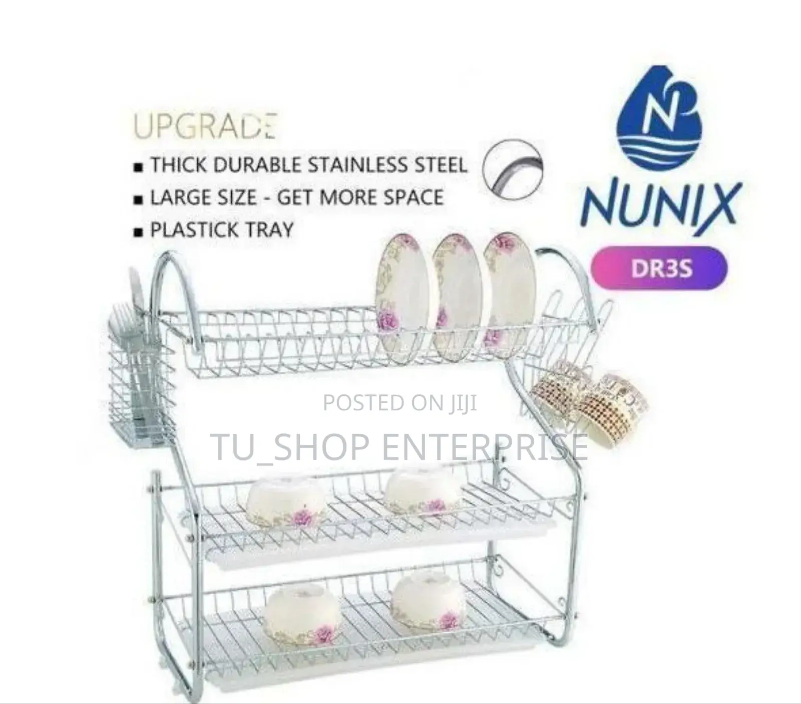Nunix! Nunix Dish Rack - 3 Tier + Drain Boar