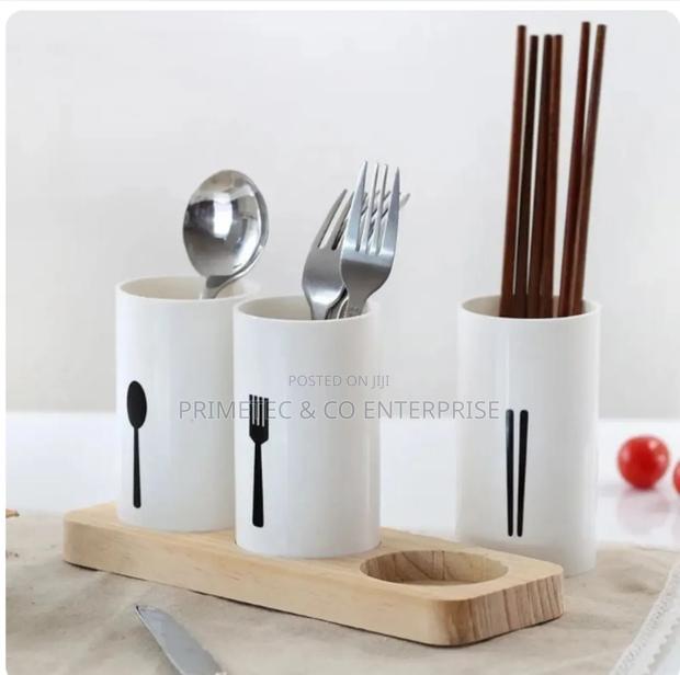 3pcs Cutlery Organizer With Oak Base