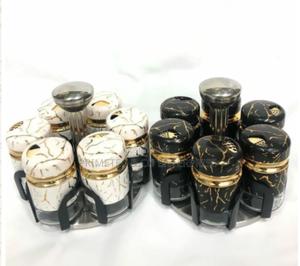 7pcs Marble Rotating Spice Jars - thumbnail 2
