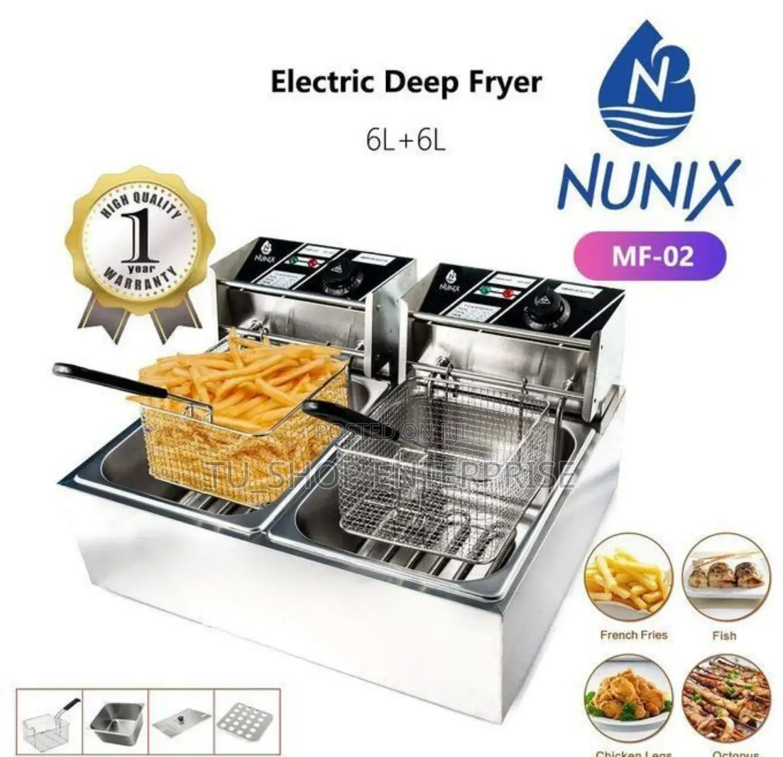 Nunix Double Tank 6+6lt Chips/Chicken Stainless