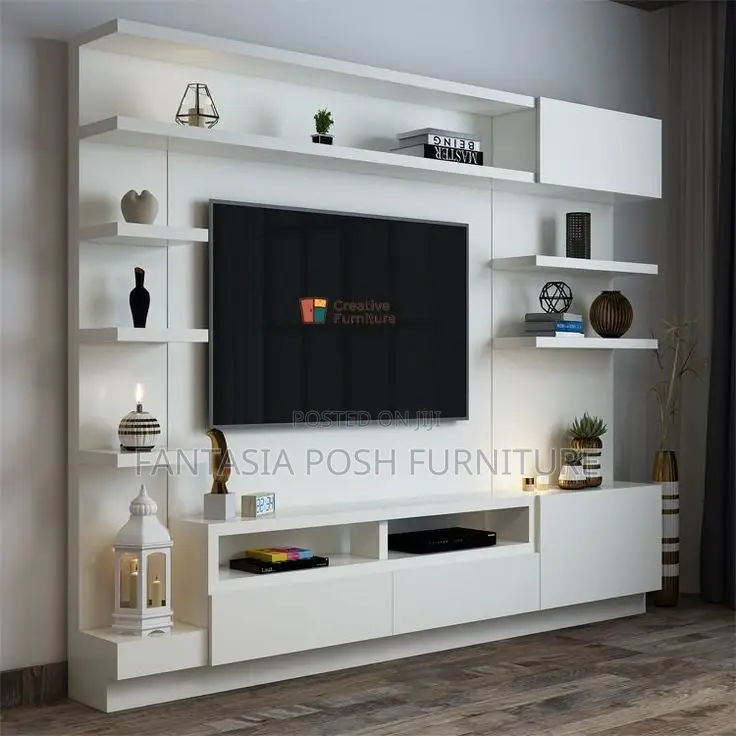 Modern White Tv Stand With Crisp White Finish - New Orders Only
