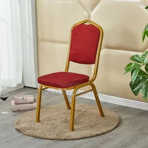 Office Chair: Upholstered Stackable Banquet Seat in Red
