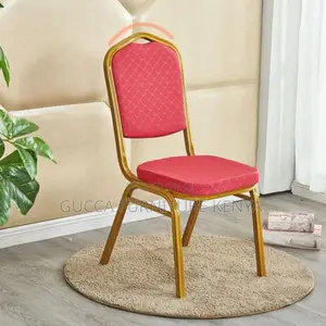 Office Chair: Upholstered Stackable Banquet Seat in Red