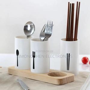 3pcs Cutlery Organizer Set With Oak Base - thumbnail 2