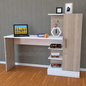 Elegant Wood and Black Desk With White Accents