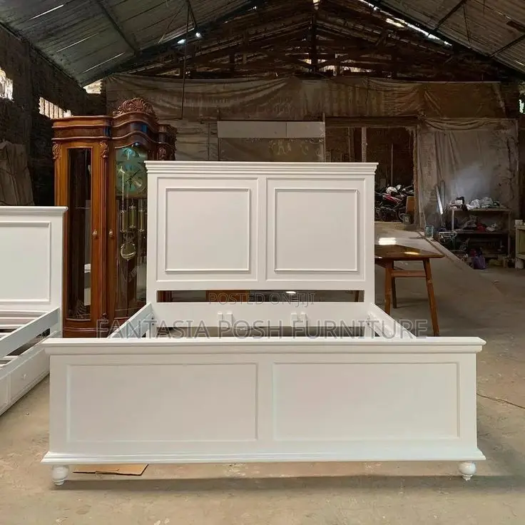5x6 White Elegant Panel Bed - Free Delivery