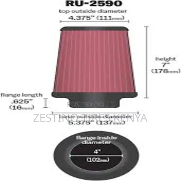 Genuine K N Air Filter 4'' Inlet Id