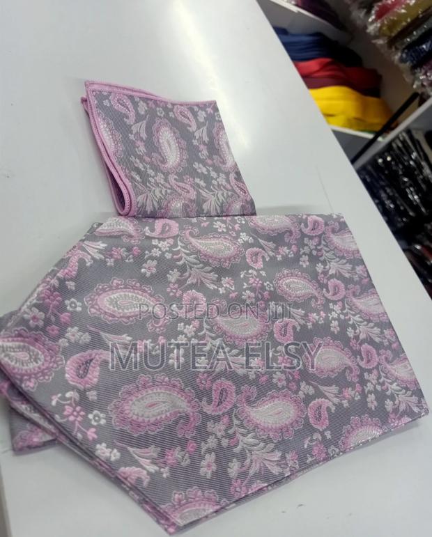Baby Pink Charcoal Grey Teardrop Ascot Ties
