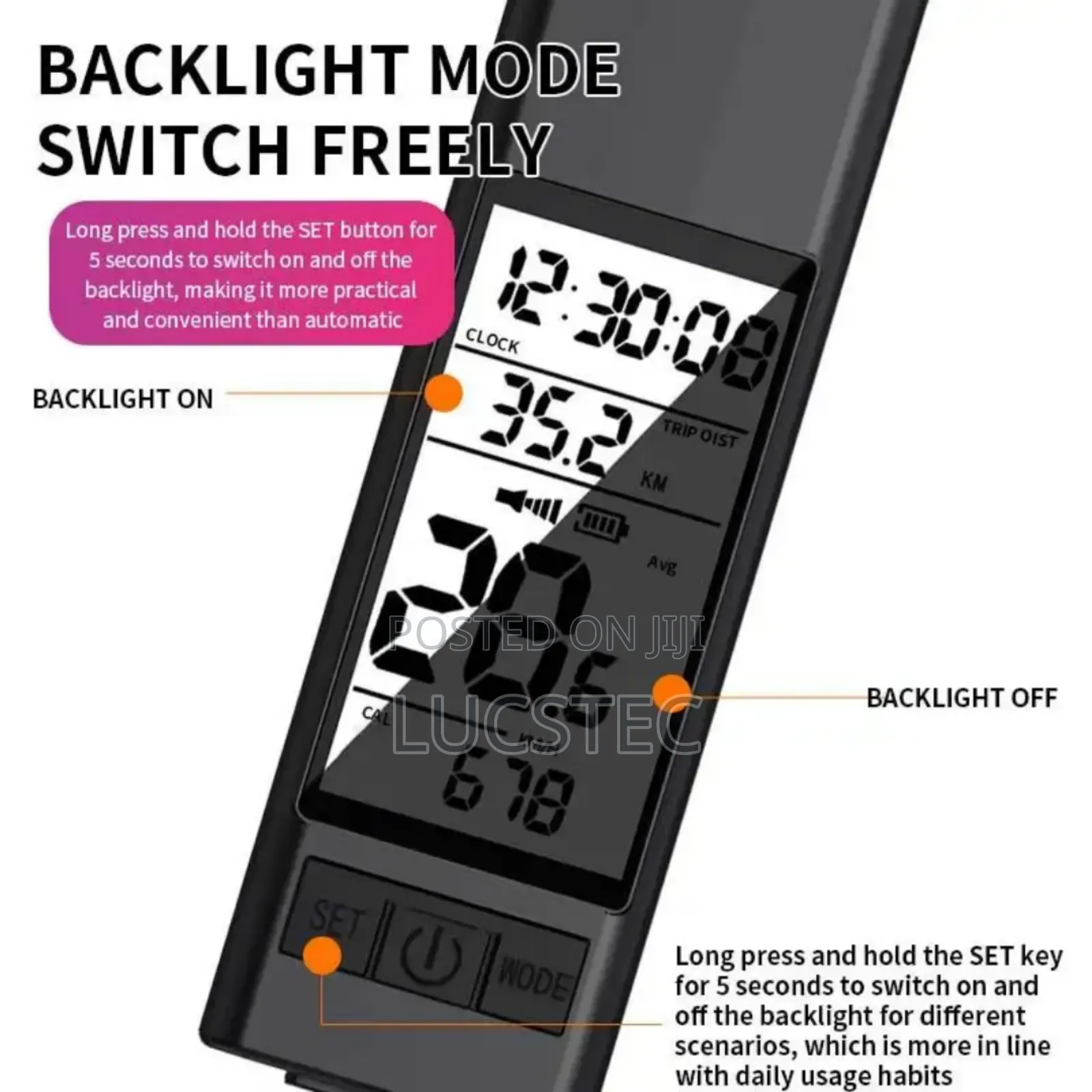 Computer Light With Lcd Display Speedometer And Horn