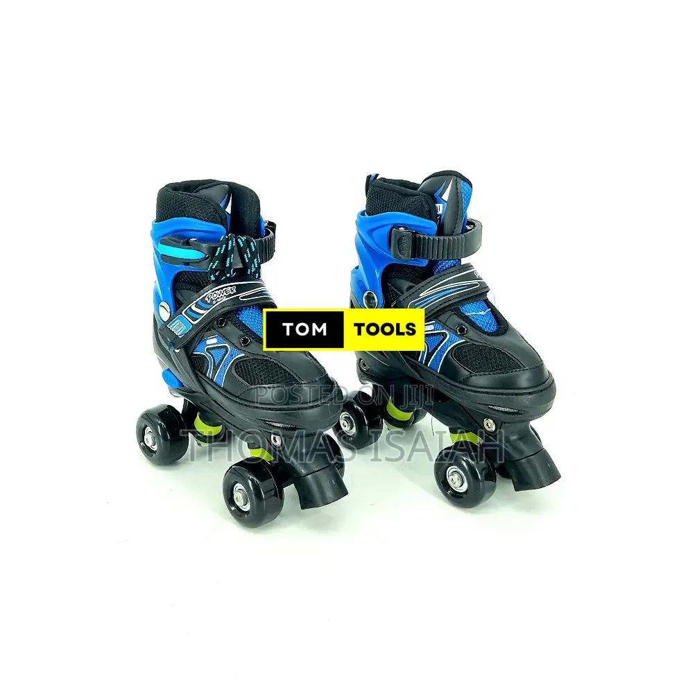Blue Size 28 to 31 Adjustable Kids Quad Skates Shoes Only
