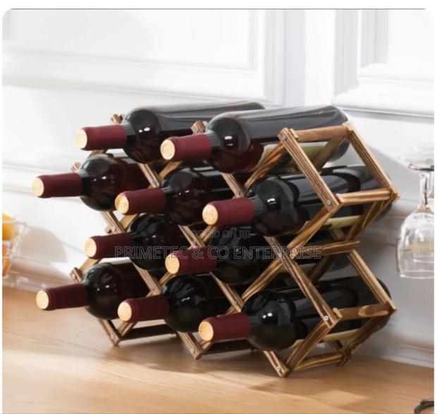 *Foldable 10 Slot Wooden Wine Bottle Rack - main view
