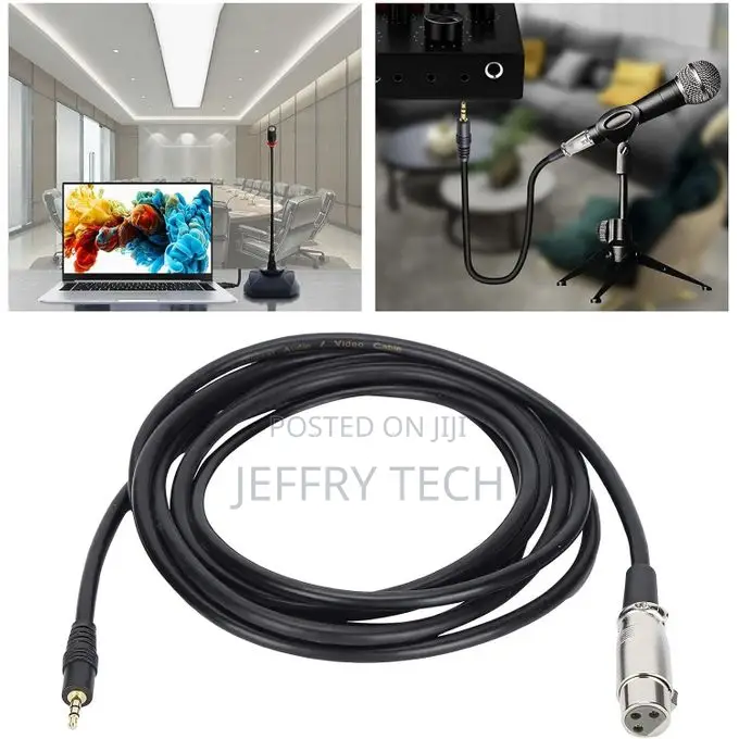 2m Professional Microphone Cable – 3.5mm Jack Male to 3-Pin