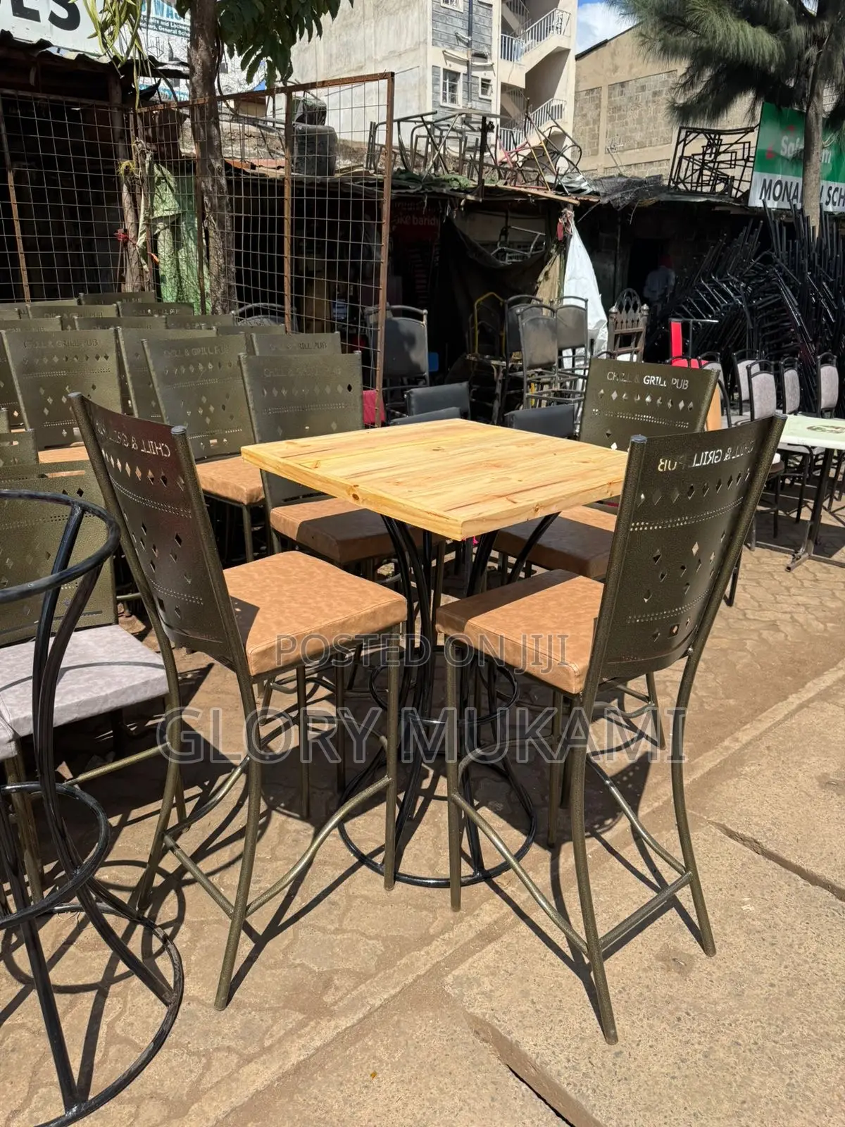 Restaurant And Bar High Table And Wooden Square Table