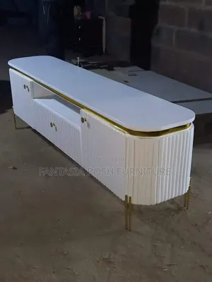 Smart White Classic Gold-Legged Tv Stand