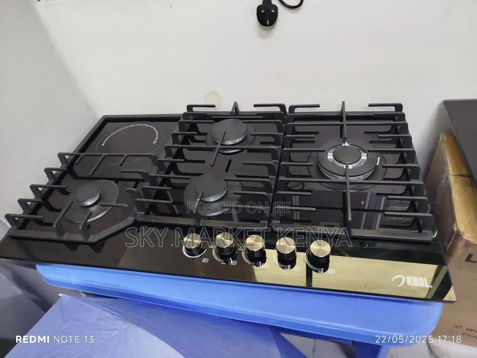 Khal 4 Gas(1 Wok) + 1 Electric Ceramic Plate Hob,Black 90cm