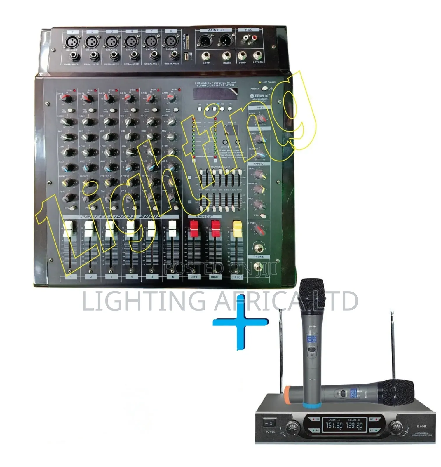 6ch Max Powered Mixer Usb/Bluetooth + Max Digital Microphone Wireless