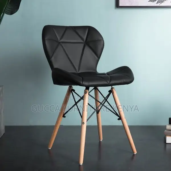 Home Chairs:Eames Padded Side Chair With Wood Grain Legs