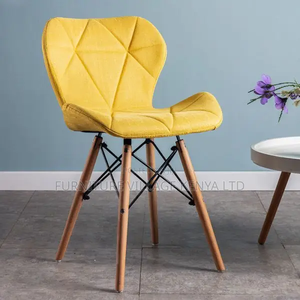 Dining Chair: Cushioned Side Eames Chair With Faux Wood Legs
