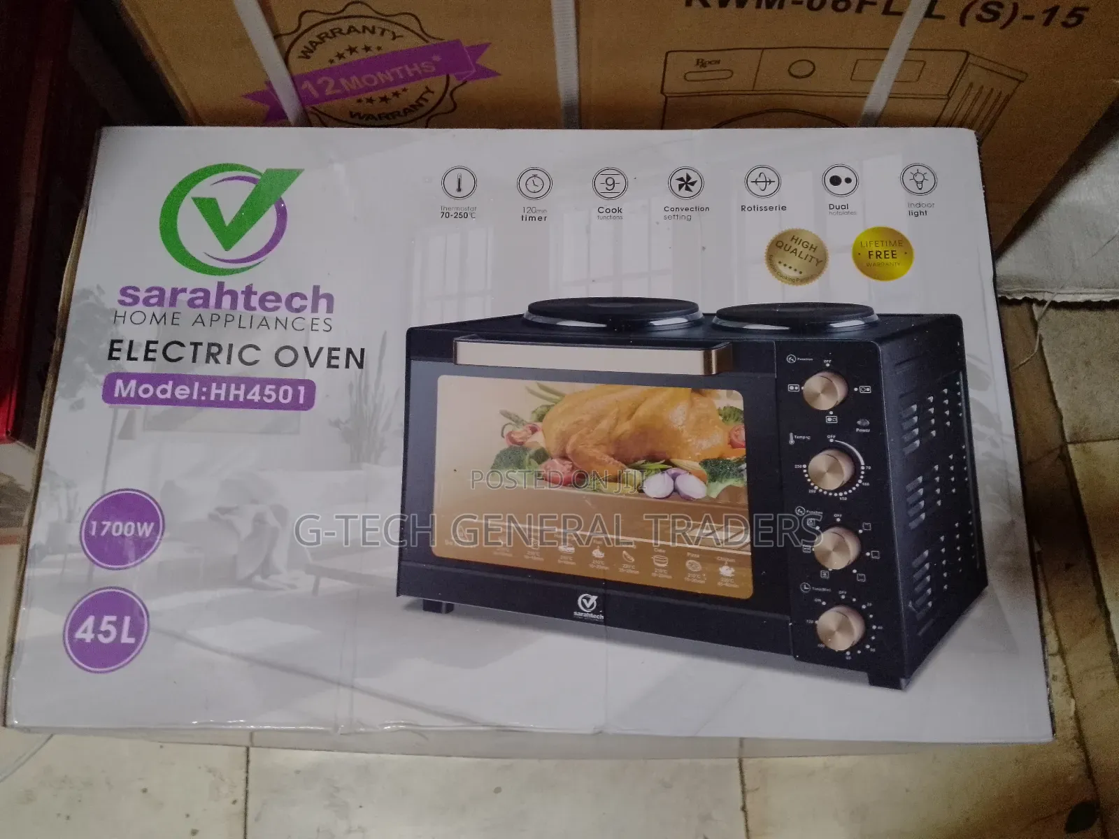 Sarahtech 45l Electric Oven With Double Plate