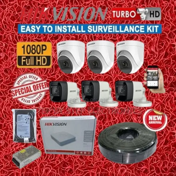 Wireless Hikvision 6 1080p Full Hd 2mp CCTV Cameras Full Kit