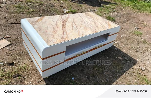 The Cup Curve Coffee Table Gold White Marble Brown - main view