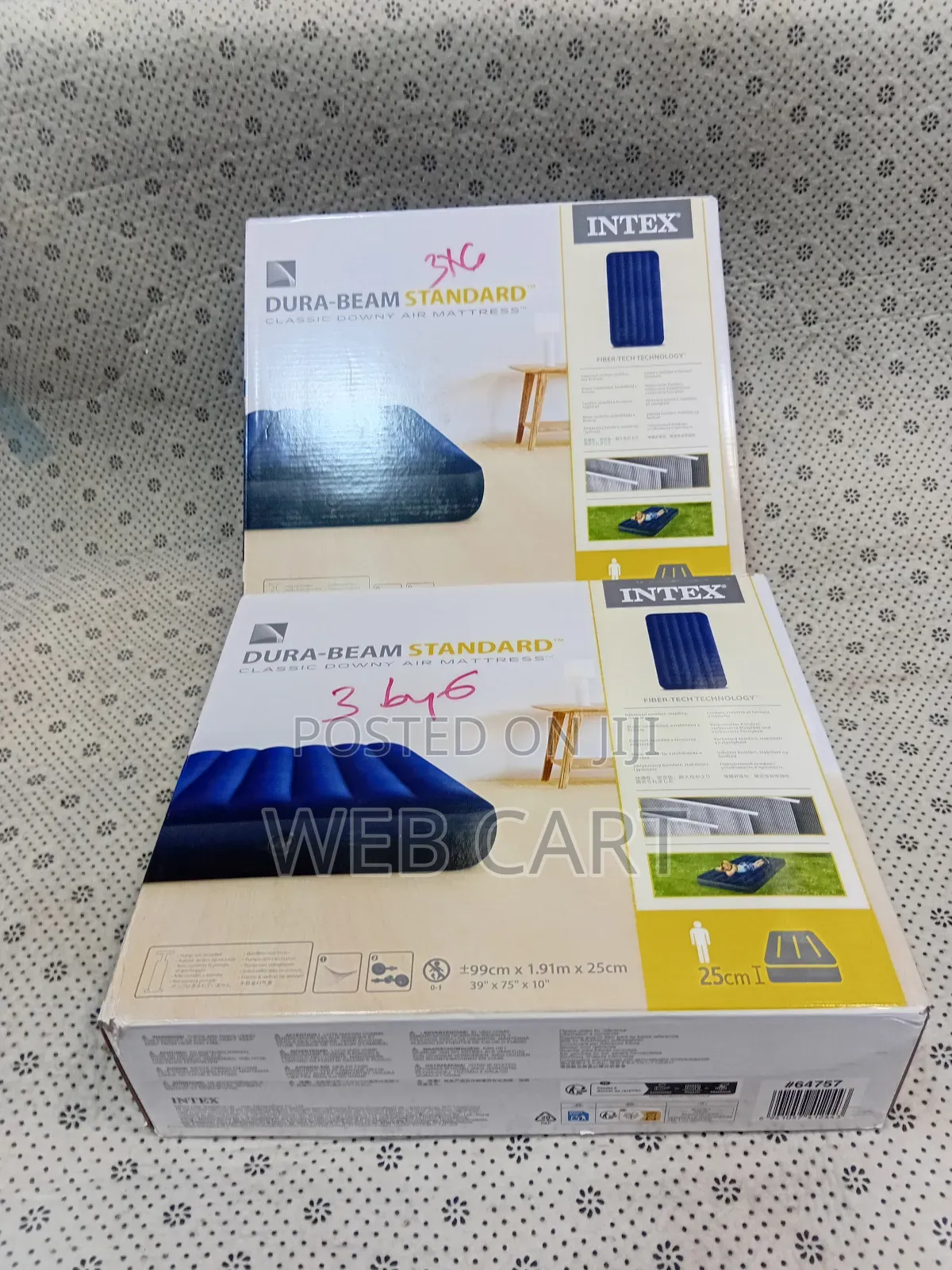 3x6 Ft Intex Air Mattress – Quick Inflate/Deflate,