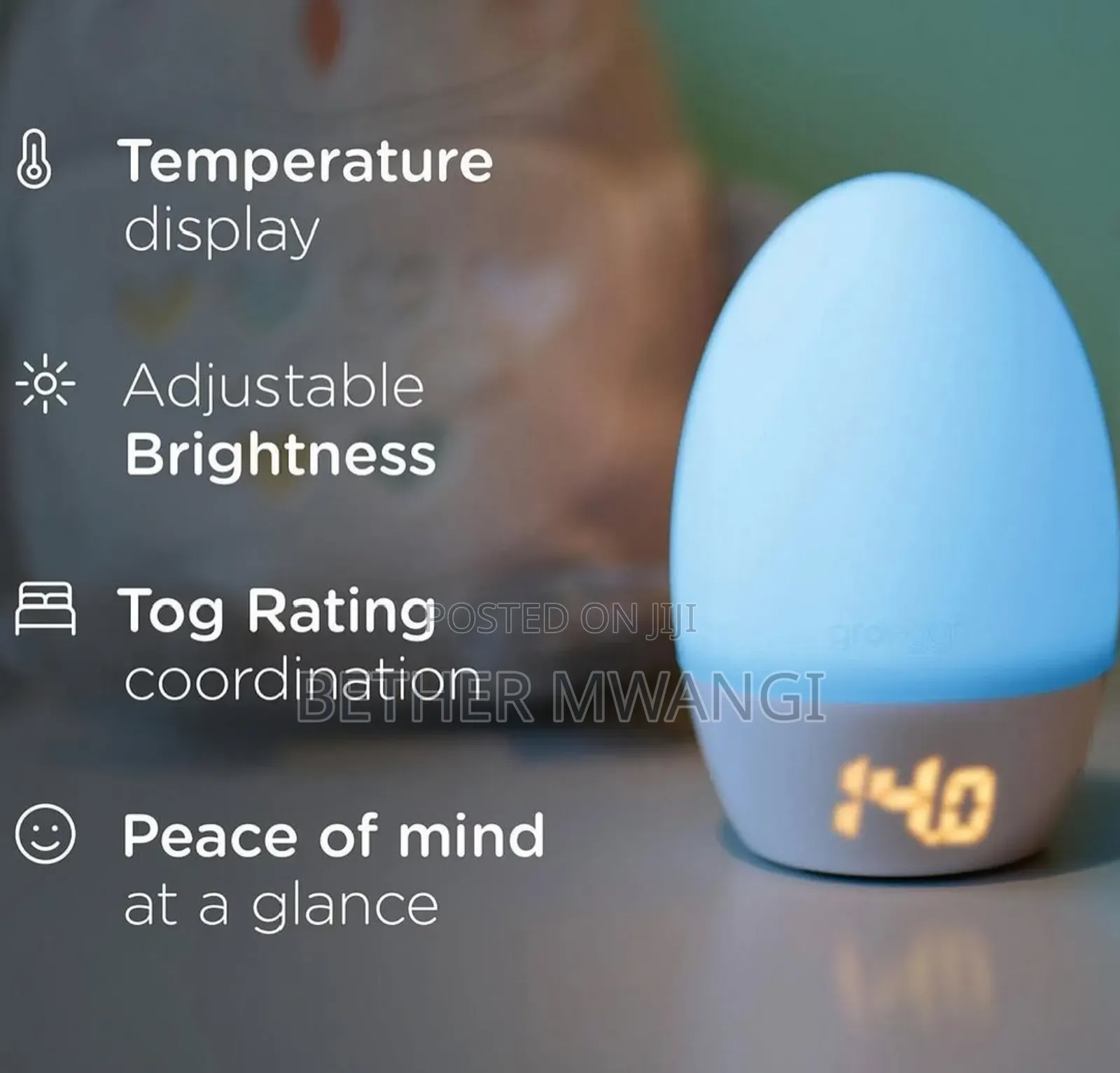 Groegg2 Digital Colour Changing Room Temperature Night Light