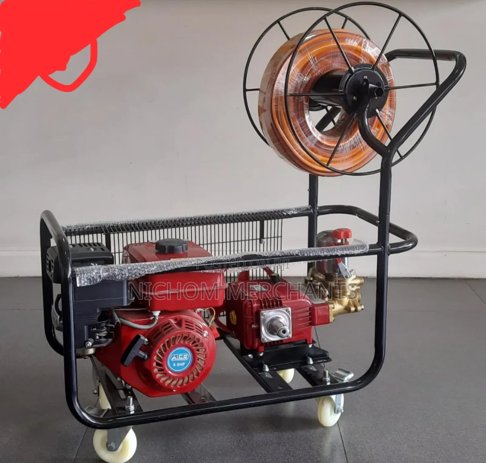 Aico Trolley Sprayer 8hp Engine With Hose Reel