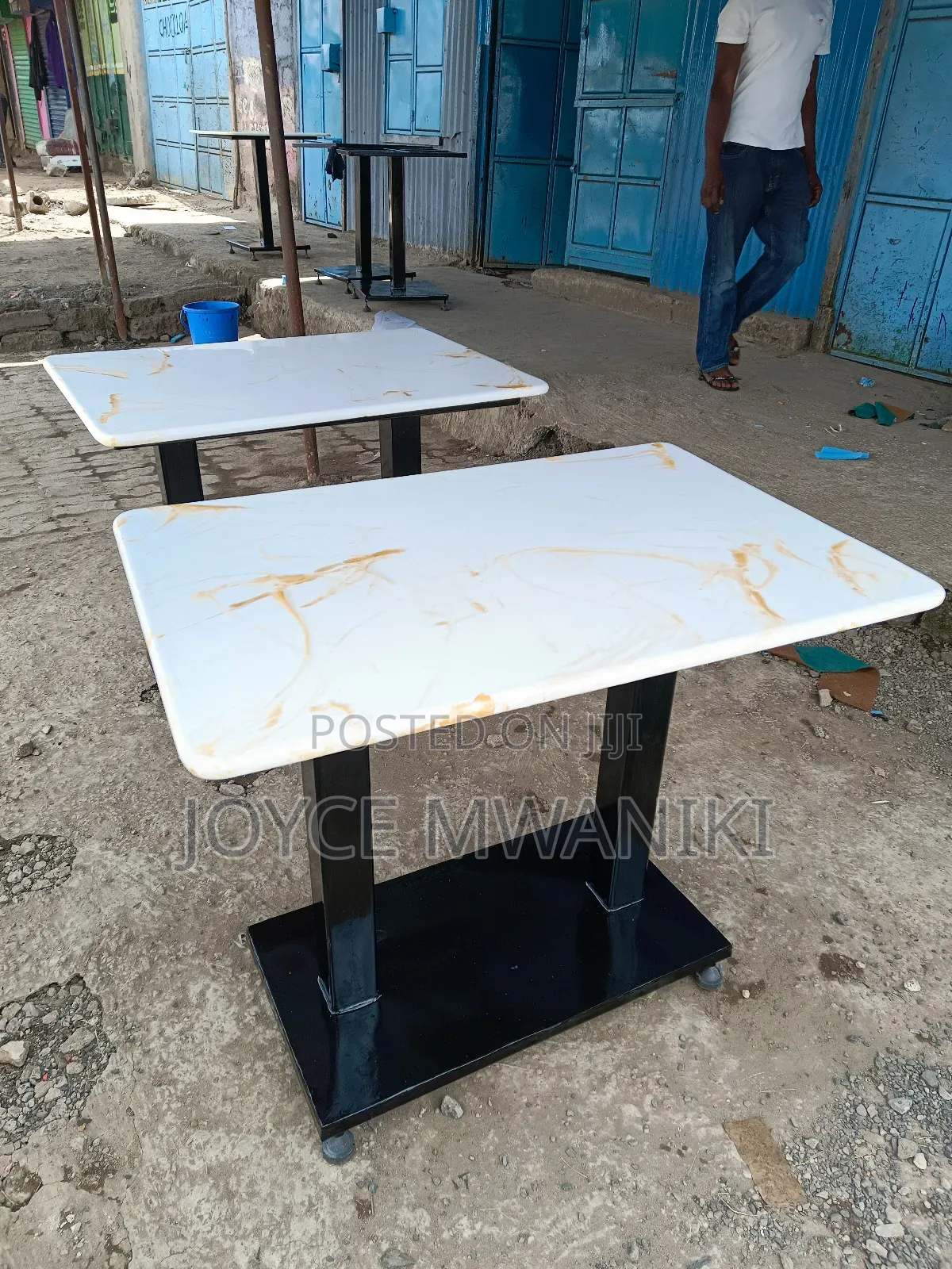 Restaurant Marble Table With Double Stands 