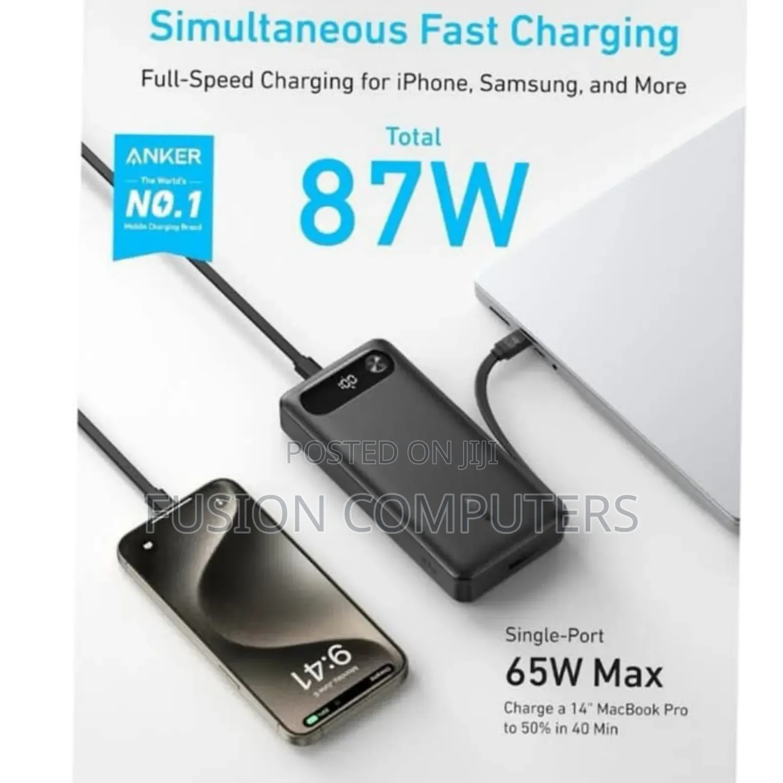 Anker Power Bank , 87w, Built-in Usb-C Cable