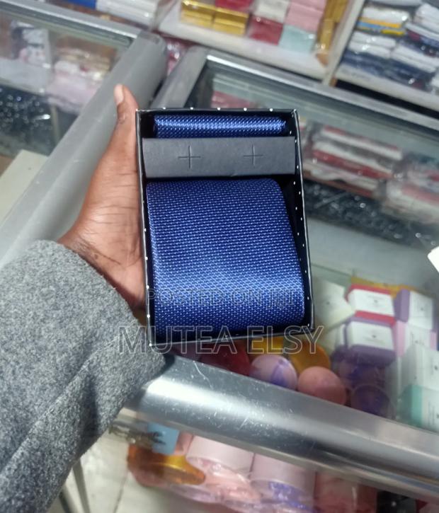 Navyblue Pin Polycadot Plain Executive Tie Sets - main view