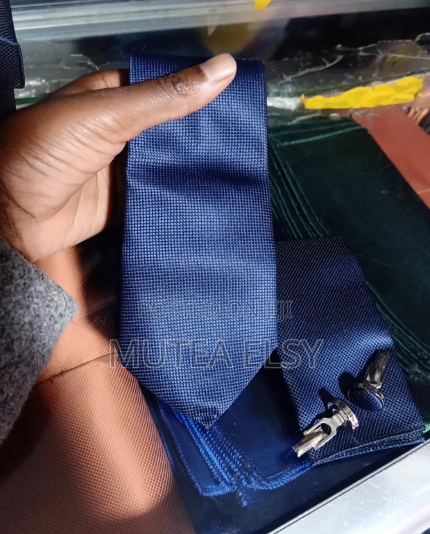 Navyblue Pin Polycadot Plain Executive Tie Sets - thumbnail 3