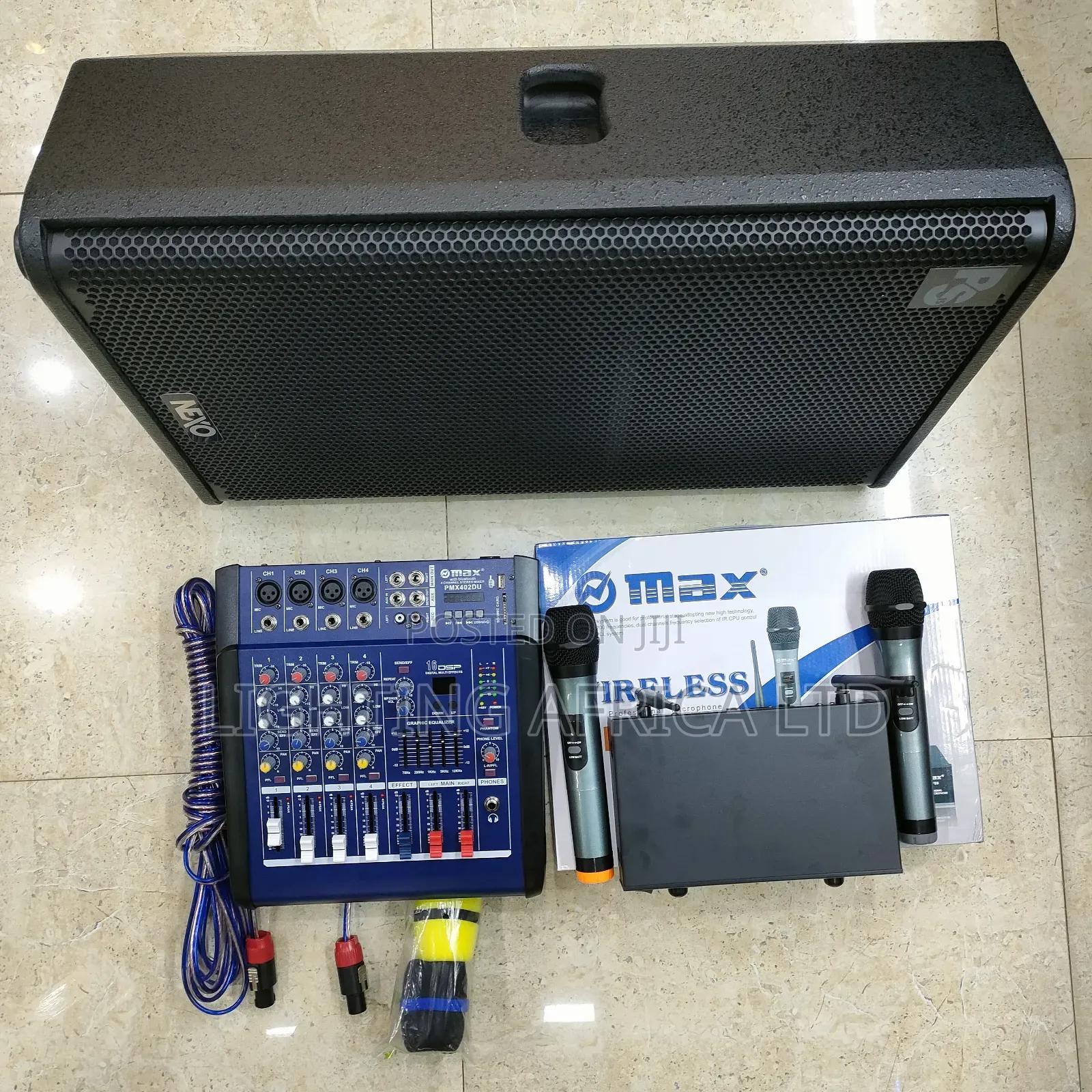 15" Nexo Speaker + 4ch Powered Mixer + Max Microphone