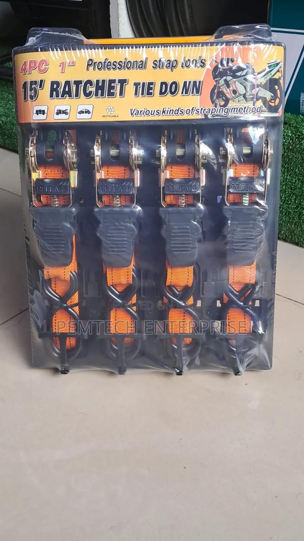 4pc 1" Professional Ratchet Straps - thumbnail 3