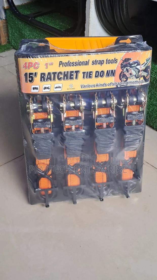 4pc 1" Professional Ratchet Straps - thumbnail 4