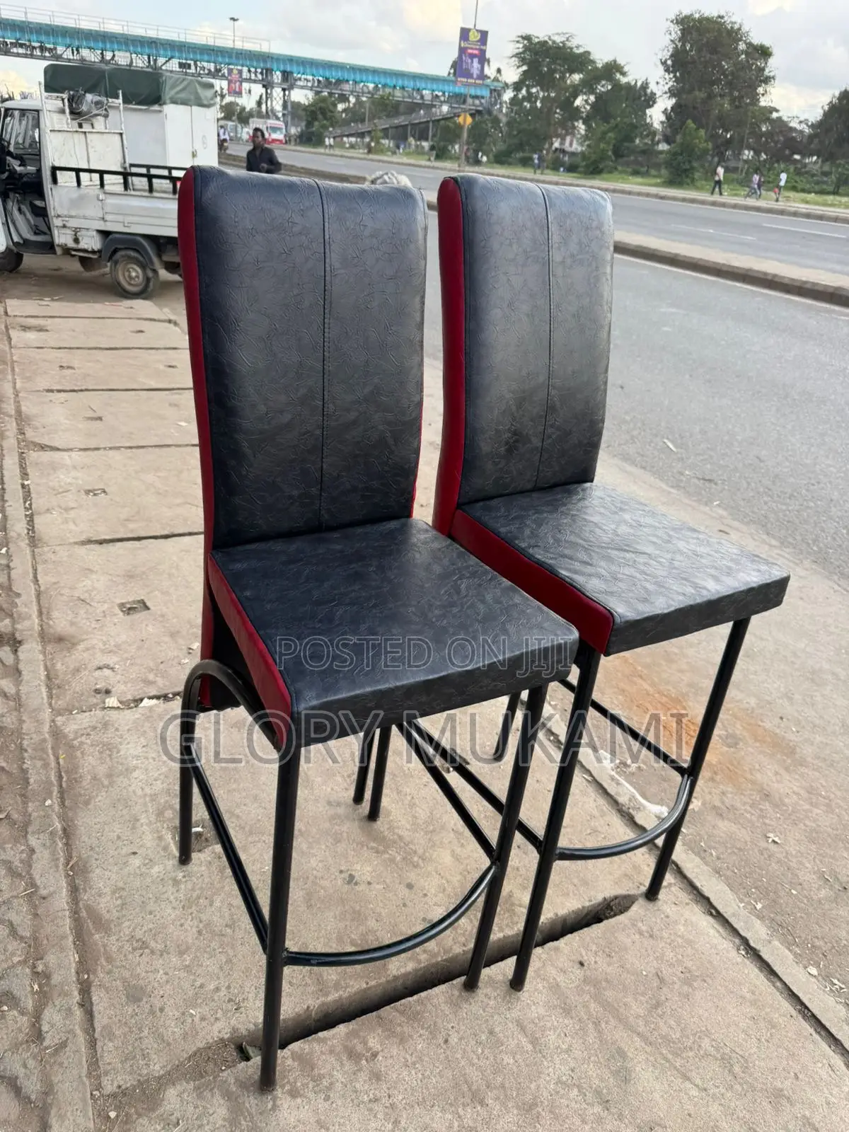 Black Red Executive High Bar Chairs