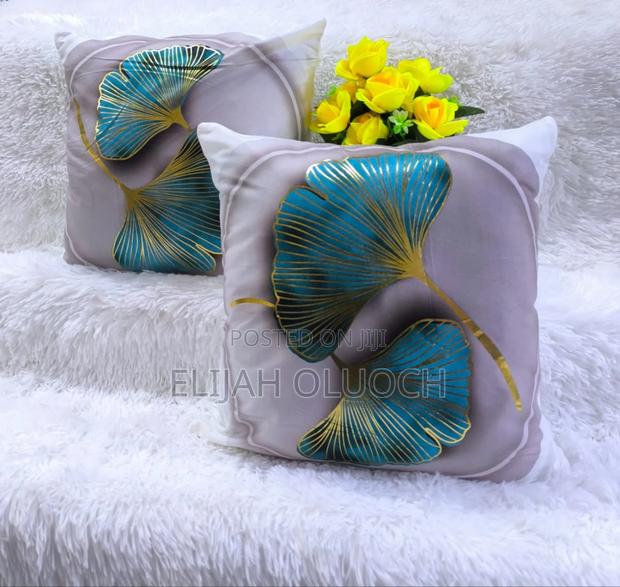 Gold Print Blue Pillow Case Covers - thumbnail 2