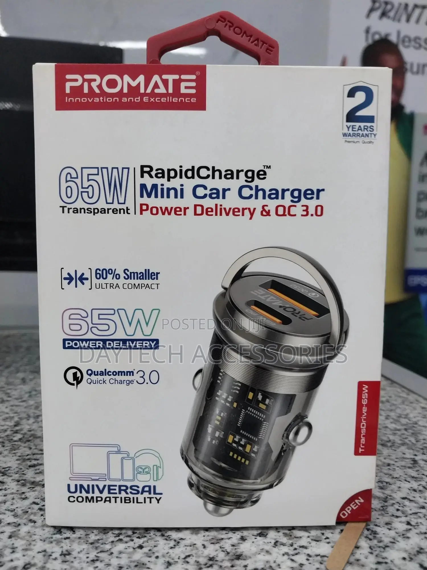 Promate 65w Quick Charging in-Car Charger Adapter