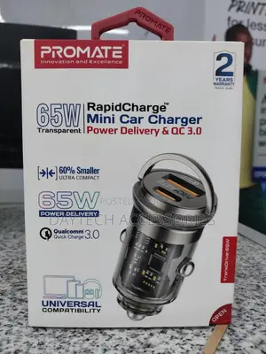 Promate 65w Quick Charging in-Car Charger Adapter