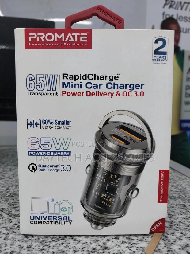 Promate 65w Quick Charging in-Car Charger Adapter