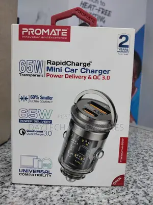 Promate 65w Quick Charging in-Car Charger Adapter
