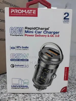 Promate 65w Quick Charging in-Car Charger Adapter